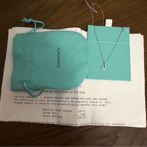 Tiffany & Co Platinum Diamond J necklace - Picture 2 of 5
